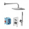 Ravak Flat - Sprchový set s batériou pod omietku, s telesom, 25x25 cm, chróm X07S070