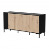 Cama Meble Dizajnová komoda MERCI 150, čierny mat/dub artisan/čierny mat