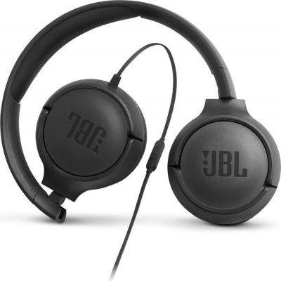 JBL TUNE 500 Black (Vybavené zvukom JBL Pure Bass, 32 mm JBL meničmi a univerzálnym diaľkovým ovládačom s jedným tlačidlom.)