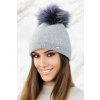 Kamea Šedá dámska zimná čiapka s kožušinovým brmbolcom Kamea Aloes, Veľkosť uni, Farba šedá