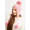 Legínovo Dámska zimná čiapka s brmbolcami K431 biela Farba: Ružová, Veľkosť: UNI