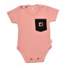 Baby Nellys Bavlnené rebrované body s kapsičkou, kr. rukáv, Summer Boy, marhuľové, veľ.74