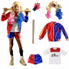 Kostým pre dievča - Harley Quinn Peruka Stick Stick 6 prvkov 9-10L (Harley Quinn Peruka Stick Stick 6 prvkov 9-10L)