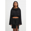 Bavlnená mikina Rick Owens DRKSHDW Cropped Hooded Tunic čierna farba, s kapucňou, jednofarebná, DS02E7236.RIG
