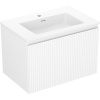 Mexen Rivel, kúpeľňová skrinka 70 cm s umývadlom Otis, 1 zásuvka, drážkovaná, biela matná, 91A20-07047-1-BF01-W18M01