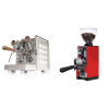 Rocket Espresso Appartamento, white, walnut + Eureka Mignon Libra 65 All Purpose, CR ferrari red