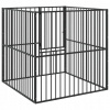 VidaXL Výbeh pre psa, 4 panely, čierny, pozinkovaná oceľ