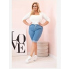 Kesi Włoski Dámske bavlnené šortky Plus Size so šnúrkou ľahká džínsovina
