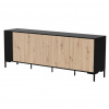 Cama Meble Dizajnová komoda MERCI 200, čierny mat/dub artisan/čierny mat