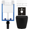 CERANO - Kompletný podomietkový WC set Lite/Cesso - čierna matná - WC tlačidlo Line, biela - na zamurovanie - 49x36 cm