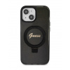 Guess IML Ring Stand Glitter MagSafe Zadný Kryt pre iPhone 15, hnedá