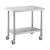 Pracovný stôl z ušľachtilej ocele s kolieskami - PREMIUM - 60 x 90 cm - 145 kg - Royal Catering RCAT-90/60-W