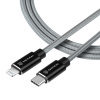 Tactical KP31195 Aramid extra pevný USB-C/Lighting MFI, 1m, sivý