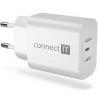 Nabíjačka do siete Connect IT Voyager2, 1× USB-C, 25W PD (CWC-2070-WH) biela