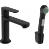 Hansgrohe Rebris S, umývadlová batéria 110 s ručnou sprchou Bidette a sprchovou hadicou 160 cm, bez odtokovej súpravy, čierna matná, HAN-72215670