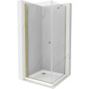 Mexen Pretoria sprchovací kút 70 x 70 cm, priehľadná, zlatá + plochá sprchová vanička-852-070-070-50-00-4010