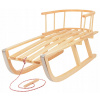 Tradičné drevené sane PRIMEGARDEN DREVENÉ SANE S CHRBTOM (DREVENÉ SÁNKY SO CHRBTOM CHRBTOM LEŠKOVANÝM!!! + STRING)