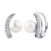 Stříbrné náušnice ADELINA s bílou přírodní perlou a Brilliance Zirconia LPS0608EKLW