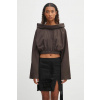Bavlnená mikina Rick Owens DRKSHDW Cropped Hooded Tunic béžová farba, s kapucňou, jednofarebná, DS02E7236.RIG