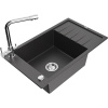 Mexen Elias granitový drez s 1 komorou s odkvapkávačom a kuchynskou batériou Duero, čierno škvrnitý - 6511-76-671600-00