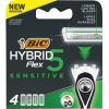 Bic Hybrid Flex 5 Sensitive náhradné hlavice pre mužov 4 kusy