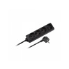 Predlžovací kábel 4 zásuvky, 1,5m, čierny (3x1mm) REBEL