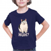Huh? - biela mačka - detské tričko s potlačou - Tričkový | 12 | 14 | Navy