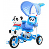 Ramiz detský trojkolesový bicykel Panda Blue + zvuky + strieška + zábrana + opierka na nohy + rukoväť + ližiny + úložný priestor