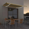 Shumee Ručne vysúvateľná markíza s LED svetlom 450 x 300 cm, žlto-biela