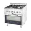 Sporák plynový 4 hořáky (3,5+5+2x7) s elektrickou troubou, G30 800x700x850 mm | STALGAST, Linia 700 inox