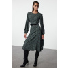 Trendyol Khaki Animal Midi Woven Dress čierna 36 Trendyol 8683050240347