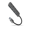 AXAGON HUE-MSA, 4x USB 3.2 Gen 1 SWITCH hub, kovový, micro USB napr. konektor, kábel USB-A 20cm (HUE-MSA)