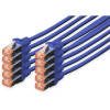 Digitus DK-1644-005-B-10 RJ45 sieťové káble, prepojovacie káble CAT 6 S/FTP 0.50 m modrá fóliové tienenie, kompletné tienenie, tienený, bez halogénov, simplex,; DK-1644-005-B-10