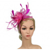 B-TOP Fascinátor do vlasov s perím a jemným sieťovaním – viac farebných variantov Druh barvy: Růžová