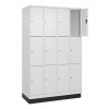 Úložná skriňa uzamykateľná C+P Cabo-Plus, 4 oddelenia, 1200 x 500 x 1950 mm, biela, podstavec