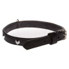 COBBYS PET Obojok z pravej kože čierny so striebornými dekoráciami podšitý originálnou kožou 20mm/50cm
