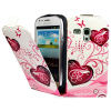 Kožený obal Samsung Galaxy S III Mini – Flip Hearts ružová