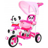 Ramiz detský trojkolesový bicykel Panda Pink + zvuky + strieška + zábrana + opierka na nohy + rukoväť + ližiny + úložný priestor