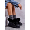 Dámske čierne topánky s kožušinou, NB577P BLACK__21668-39 39
