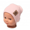 Baby Nellys Rebrovaná dvojvrstvová čiapka s lemom - púdrová, veľ. 92/98 68-74 (6-9m)