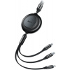 Kábel Baseus Bright Mirror 3v1 CAMJ010001, microUSB, USB-C, Lightning, 3,5A 1.1m, čierny