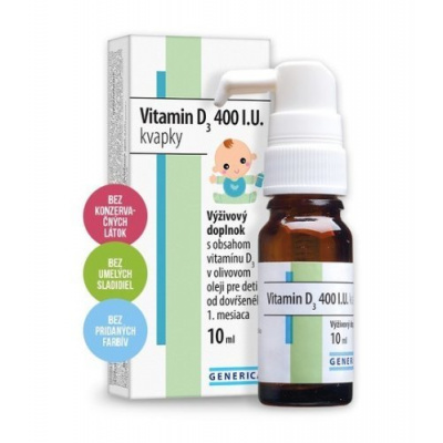 GENERICA Vitamin D3 400 I.U. kvapky 10 ml