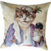 Obliečka na vankúš - Ozdobná obliečka na vankúš pastelová niť 45 x 45 cm (Gobelin vankúš 45x45 cm mačka v kúzelníckom oblečení)
