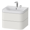 DURAVIT Happy D.2 Plus c-shaped závesná skrinka s nábytkovým umývadlom s dvomi otvormi, 2 zásuvky, 575 x 490 x 480 mm, nordická biela matná lakovaná, HP4345E3939