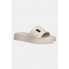 Kožené šľapky Calvin Klein FLATFORM SLIDE W/CK HW - LTH HW0HW02368 béžová EUR 37