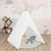 vidaXL Detský stan típí s taškou biely 120x120x150 cm polyesterový - Biela - 49230-4440