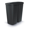 Odpadkový kôš Prosperplast COMPACTA Q DUO, 45 l recyklovaná čierna s čiernym vekom