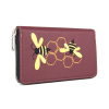 Luxusná dámska vyšívaná kožená peňaženka č.8606 s motívom Včeličiek, bordová farba