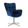 LuxuryForm DESIGN Kreslo AURORA VELUR na striebornom kríži - modré