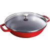 Staub Wok so sklenenou pokrievkou 30 cm višňový